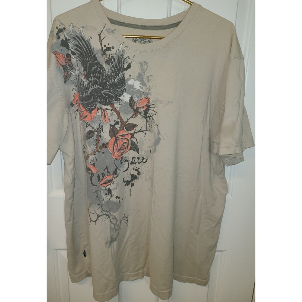 Marc Ecko Cut & Sew Tshirt Size 2XL Men's Y2K Large Crow Roses Thorns